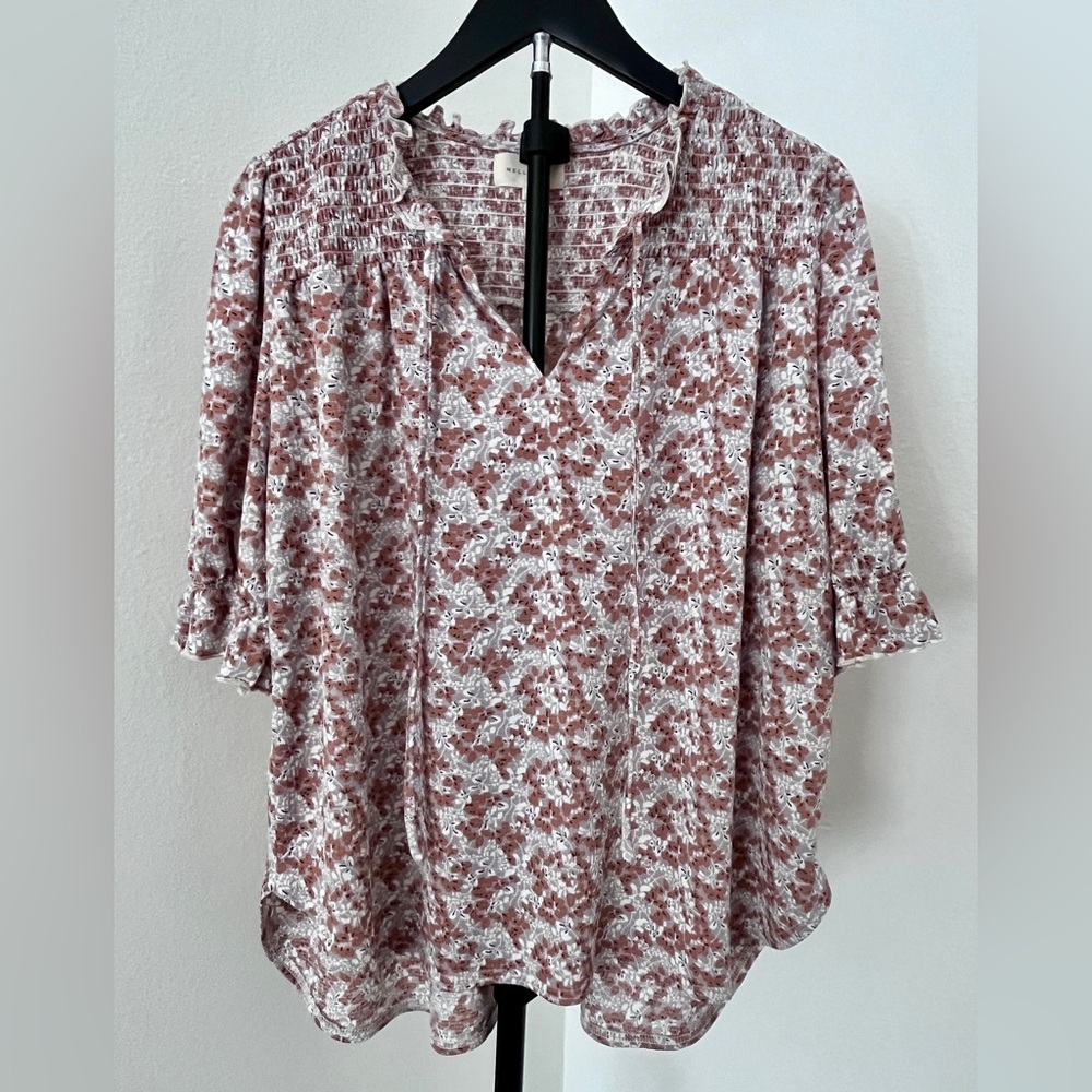 🤍 Melloday Flowy Smocked Blouse | Soft Boho Coastal Top
